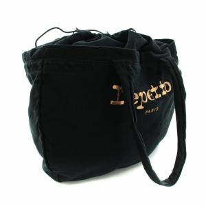 Repetto トートバッグ ボストンバッグ キャンバス ロゴ箔押し 黒 ブラック ピンクゴールド