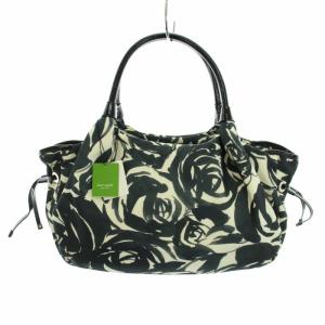 kate spade new york スティービー stevieトートバッグ ハンドバッグ ナイロン レザー 花柄 バラ柄 リボン タグ付き 白 ホワイト 黒 ブラック