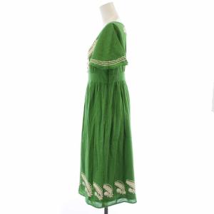 TOCCA シャツワンピース フレアワンピース 半袖 ひざ丈 刺繍 4 L 緑 グリーン