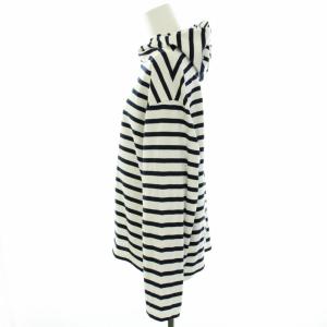 AMERICANA パーカー カットソー ボーダー プルオーバー コットン 長袖 ドロップショルダー 白 ホワイト 紺 ネイビー