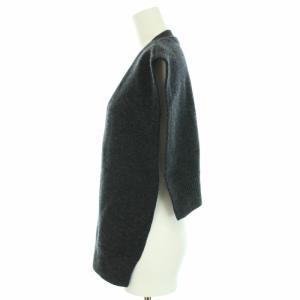 ENFOLD 20AW メリノウールスリットベストカーディガン ニットベスト 前開き ウール 38 M チャコールグレー