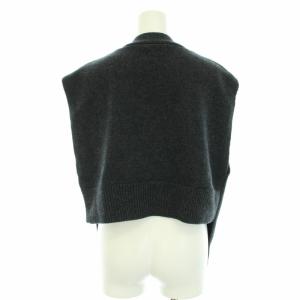 ENFOLD 20AW メリノウールスリットベストカーディガン ニットベスト 前開き ウール 38 M チャコールグレー