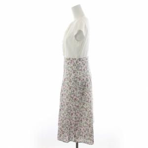 TOCCA リバティ LIBERTY 22SS PRIMAVERA ドレス ワンピース フリル 花柄 ひざ丈 2 M 白 ホワイト ピンク