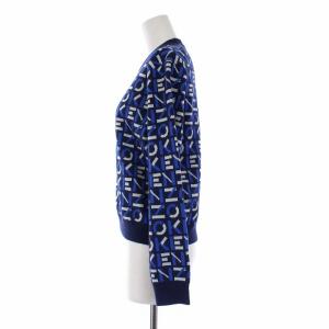 KENZO logo pattern crew-neck pullover ニット セーター 長袖 クルーネック ロゴ 総柄 XS 紺