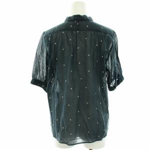 MARGARET HOWELL シャツ ブラウス 半袖 水玉 ドット コットン 1 S 紺 ネイビー