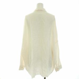 MM6 Maison Margiela 17SS カットオフシャツ ブラウス 長袖 比翼ボタン 麻混 リネン混 L オフホワイト