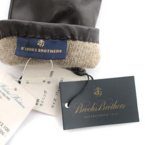 Brooks Brothers 手袋 レザーグローブ 牛革 裏ウール S 黒 ブラック