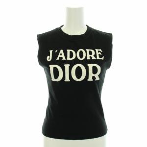 タンクトップ カットソー ノースリーブ ロゴプリント 38 S 黒 ブラック 白 ホワイト