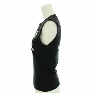 Christian Dior タンクトップ カットソー ノースリーブ ロゴプリント 38 S 黒 ブラック 白 ホワイト