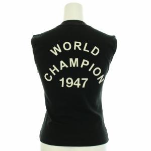 Christian Dior タンクトップ カットソー ノースリーブ ロゴプリント 38 S 黒 ブラック 白 ホワイト