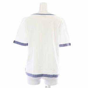 TO BE CHIC カットソー Tシャツ ボートネック プルオーバー 半袖 花柄 42 L 白 ホワイト