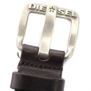 DIESEL ベルト レザー シルバーバックル 85/34 茶 ブラウン