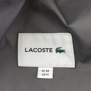 LACOSTE 撥水透湿ハーフジッププルオーバー ジャケット フード US M 黒 ブラック 赤 レッド BH241EL