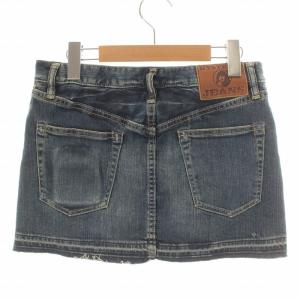 JEANS タイトスカート ミニ デニム スタッズ カットオフ ジップフライ 