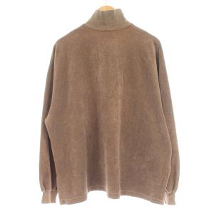 CELINE ハーフジップ ベロア スウェット プルオーバー L 茶 ブラウン