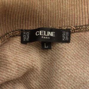 CELINE ハーフジップ ベロア スウェット プルオーバー L 茶 ブラウン