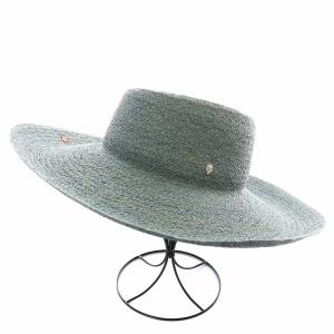 HELEN KAMINSKI JARDIN 麦わら帽子 ストローハット ラフィア 刺繍 花柄 F 水色 マルチカラー