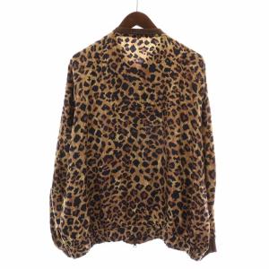 BRU NA BOINNE ブルゾン ジャケット ノーカラー レオパード ヒョウ柄 ジップアップ 絹 シルク 1 L 茶 ブラウン ベージュ 黒 ブラック