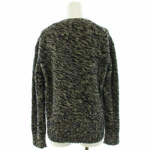 PAULE KA ミックスニット セーター 長袖 Vネック リボン ウール カシミヤ混 M 黒 ブラック 白 ホワイト