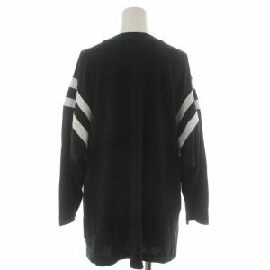 AMERICANA カットソー Tシャツ クルーネック プルオーバー 袖ライン 七分袖 黒 ブラック 白 ホワイト