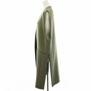 Spick&Span 21AW 二重織 ロングジレ Vネックロングベスト スリット タグ付き F グレー