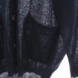 MARGARET HOWELL 22SS カーディガン ニット 長袖 Vネック シアー シースルー 麻 リネン M 紺 ネイビー