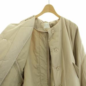 PLEATS PLEASE ISSEY MIYAKE イッセイミヤケ ノーカラージャケット 中綿 マフラー 4 ベージュ