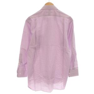 Aquascutum タグ付き ボタンダウンシャツ ワイシャツ ギンガムチェック 長袖 ML-80 紫 パープル