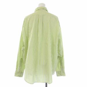 Shinzone ダディシャツ ブラウス 長袖 ボタンダウン ストライプ P0 緑 白 グリーン ホワイト