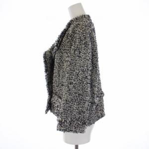ANTEPRIMA ジャケット 七分袖 ツイード スパンコール フリンジ ウール ナイロン 40 L 紺 ネイビー 白 ホワイト