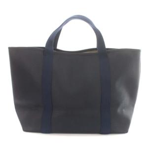 Hervé Chapelier リュクス コーテッドキャンバス スクエアトートバッグ 紺