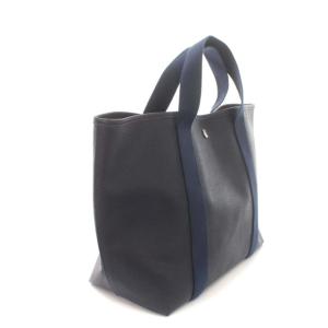 Hervé Chapelier リュクス コーテッドキャンバス スクエアトートバッグ 紺