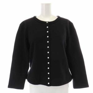 カーディガン コットン 長袖 T3 L 黒 ブラック