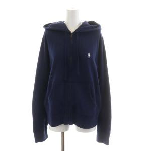 パーカー ジップアップ 長袖 コットン L 紺 ネイビー