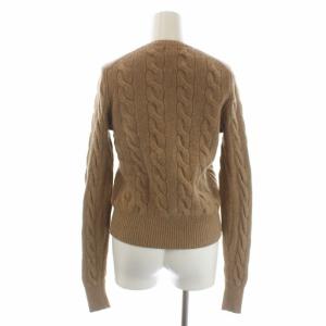 POLO RALPH LAUREN カーディガン ケーブルニット 長袖 クルーネック ワンポイント ウール カシミヤ混 S ベージュ 211801493002