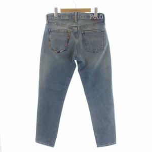 POLO RALPH LAUREN デニムパンツ ジーンズ テーパード ボタンフライ ダメージ加工 刺繍 ロゴ 26 S ライトブルー マルチカラー 211750480001
