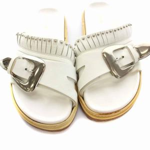 PIPPICHIC タンクソール バックルサンダル レザー 37 24cm 白 ホワイト