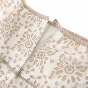 Leilian フレアスカート ミモレ ロング カットワーク 大きいサイズ 13 XL 白 ホワイト 茶 ブラウン