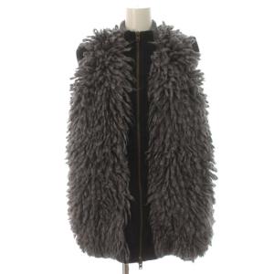 ベスト ジップアップ ファー M グレー