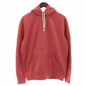 パーカー プルオーバー コットン ロゴ刺繍 長袖 S ピンク