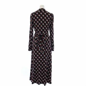 DIANE von FURSTENBERG 近年モデル ラップワンピース 長袖 ロング 総柄 XS 黒 ブラック タグ付き