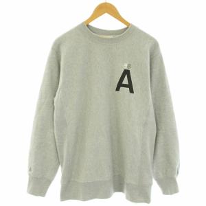 クルーネックスウェット トレーナー 裏起毛 長袖 ロゴプリント L グレー WDS-CS-236