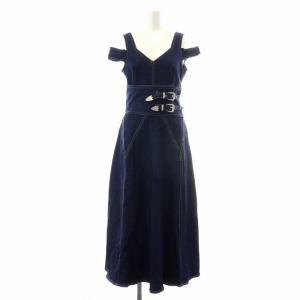 WIDE BELT DOCKING DRESS ジャンパースカート ワンピース ロング マキシ フレア ノースリーブ オフショルダー
