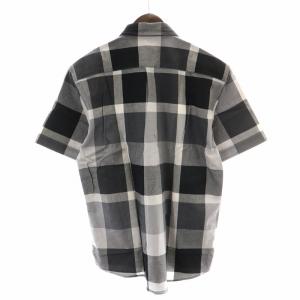 BLACK LABEL CRESTBRIDGE ボタンダウンシャツ カジュアルシャツ 半袖 チェック ロゴ刺繍 3 L グレー 黒 ブラック 白 ホワイト