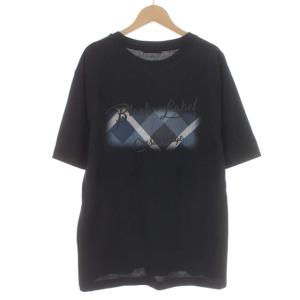 BLACK LABEL CRESTBRIDGE Tシャツ カットソー 刺繍 バックプリント 半袖 クルーネック 丸首 L 紺 ネイビー
