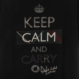 BLACK LABEL CRESTBRIDGE Tシャツ カットソー 半袖 プリント 刺繍 クルーネック 丸首 L 黒 ブラック