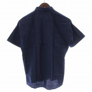 BLACK LABEL CRESTBRIDGE カジュアルシャツ 半袖 ボタンダウン ロゴ刺繍 総柄 コットン 3 L 紺 ネイビー