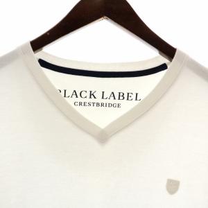 BLACK LABEL CRESTBRIDGE Tシャツ カットソー 半袖 Vネック ロゴ刺繍 3 L 白 ホワイト