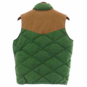 PHERROW'S ダウンベスト ジャケット ハイネック スタンドカラー 切替 キルティング 38 M 茶 ブラウン 緑 グリーン