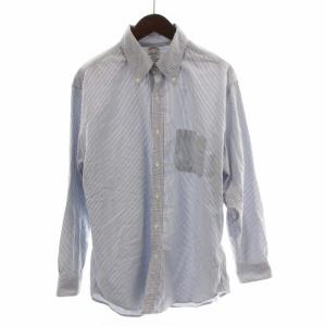 REGENT カジュアルシャツ 長袖 ストライプ 161/2-32 L 青 ブルー 白 ホワイト